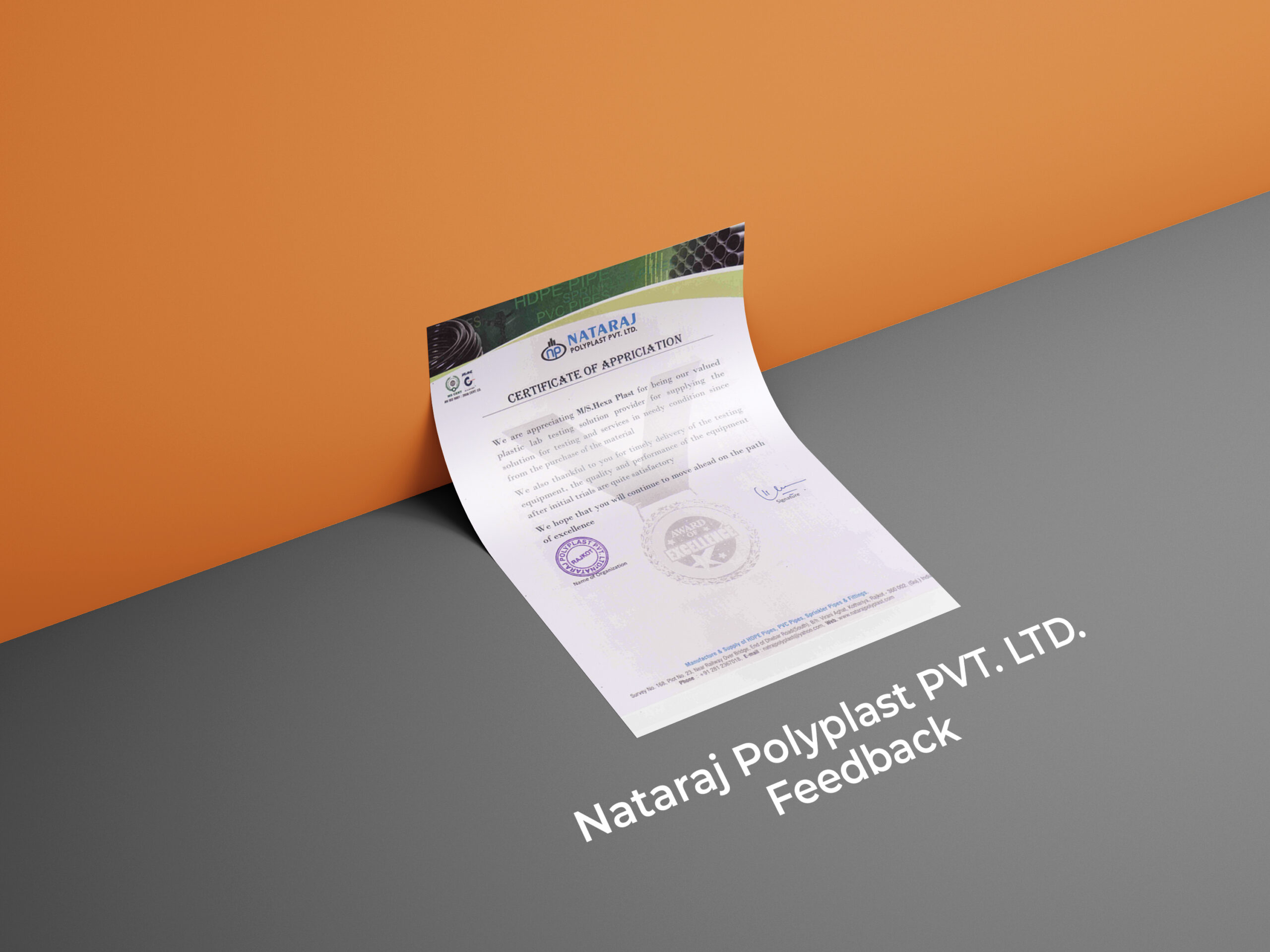 feedback of Nataraj polyplast PVT. LTD.