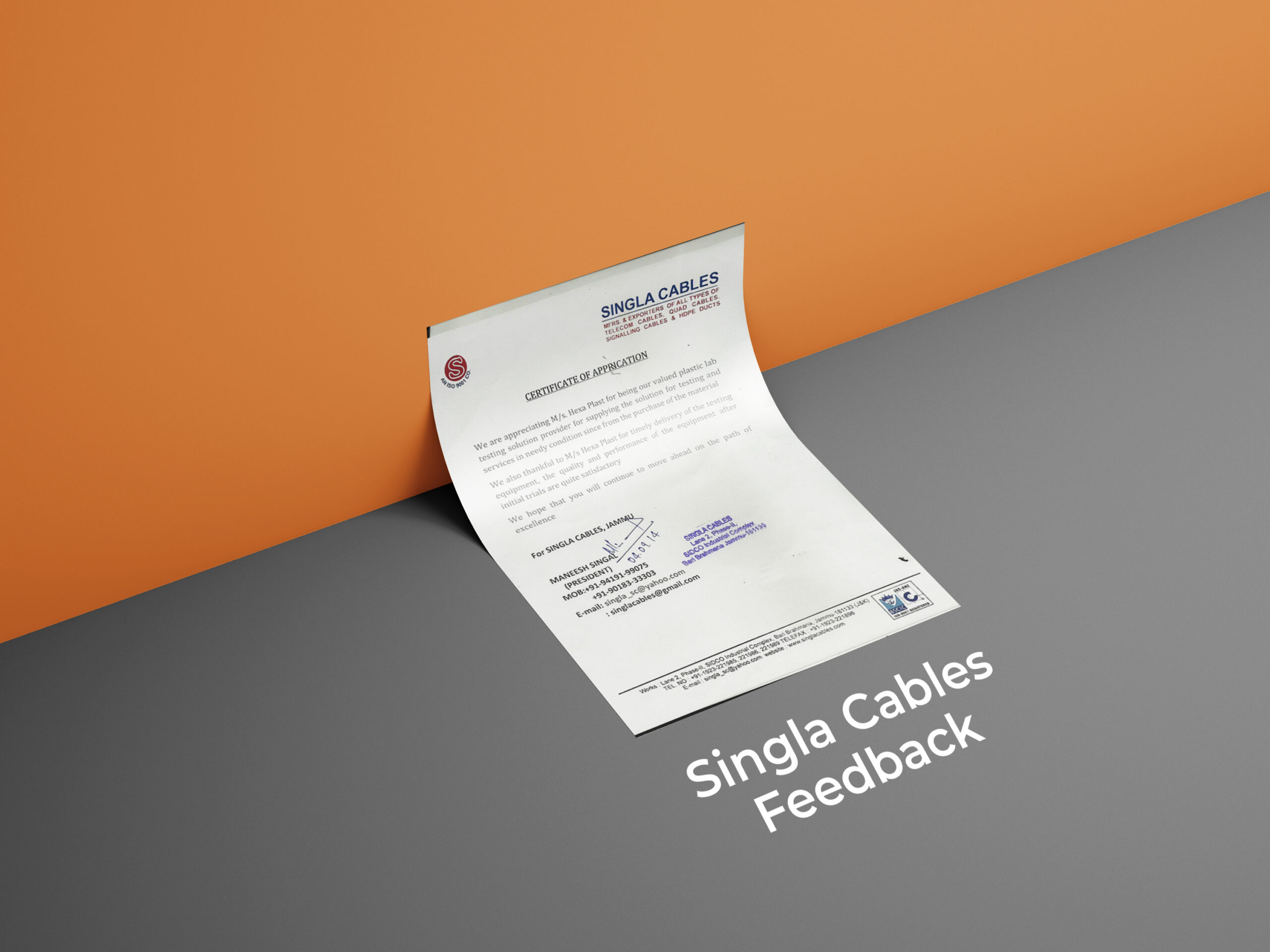 feedback of Singla Cables